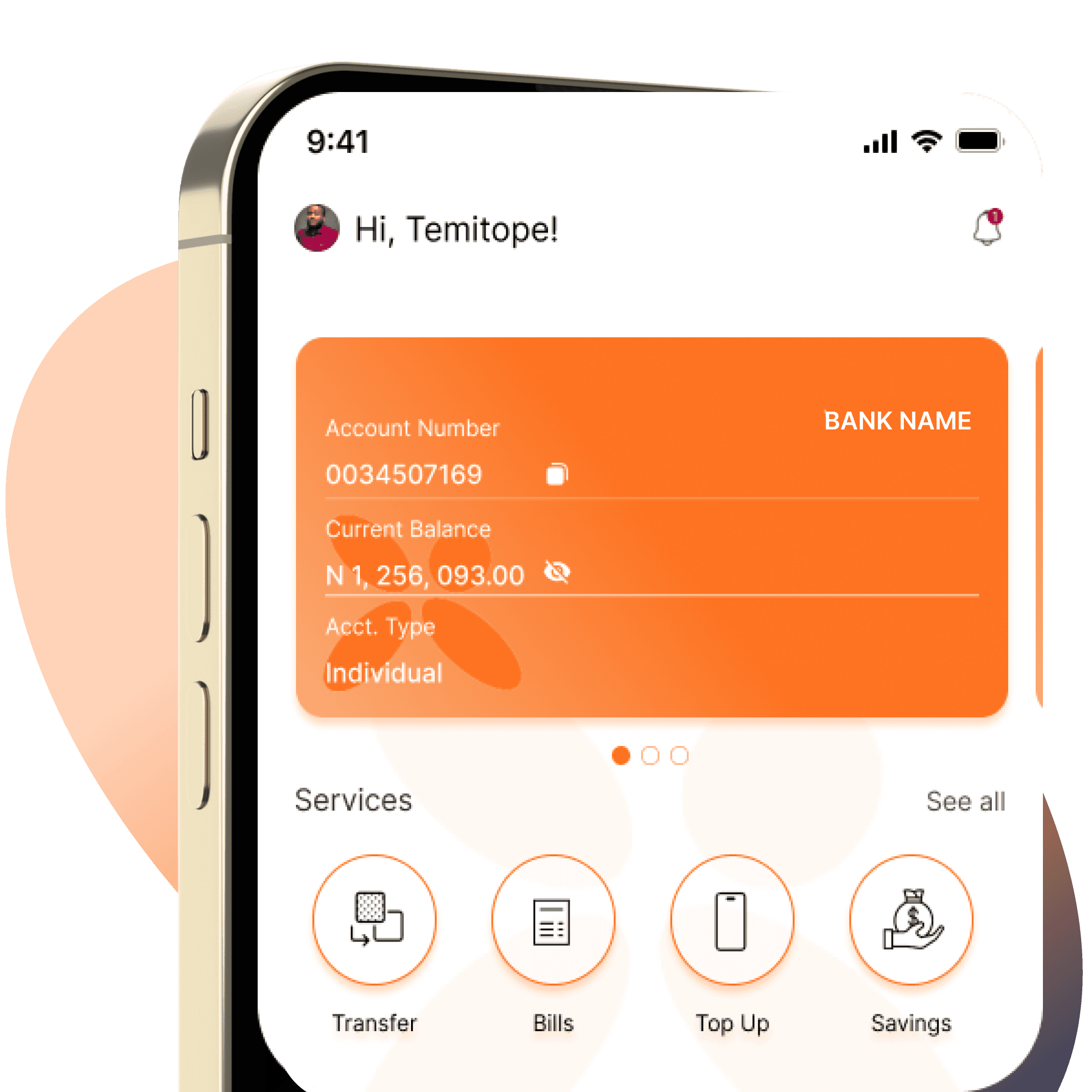 Mobile app interface